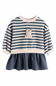 Kids' Stripe Colorblock Long Sleeve Sweatshirt Dress