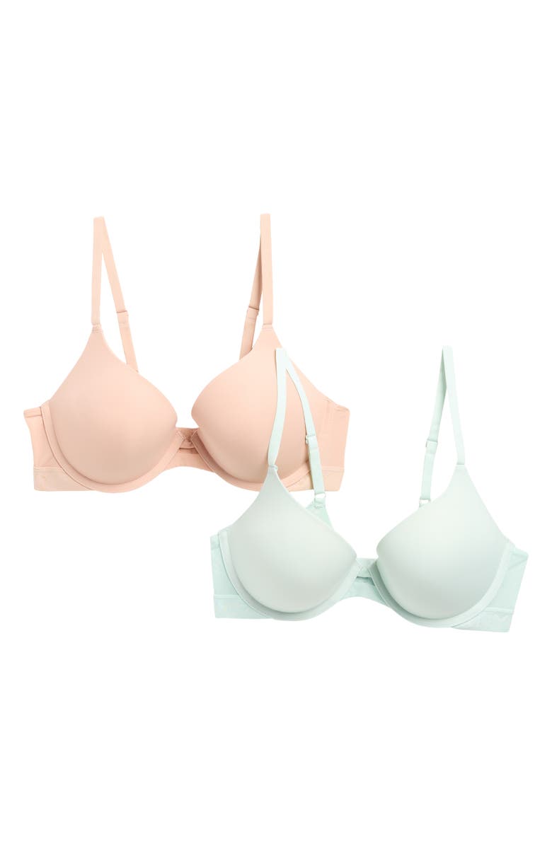 DKNY 2-Pack Micro Logo Band Lift Bras, Main, color, Sand/ Fresh