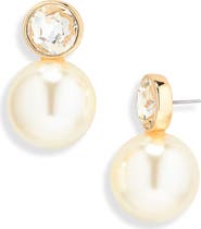 Carolina Herrera Crystal & Faux Pearl Earrings