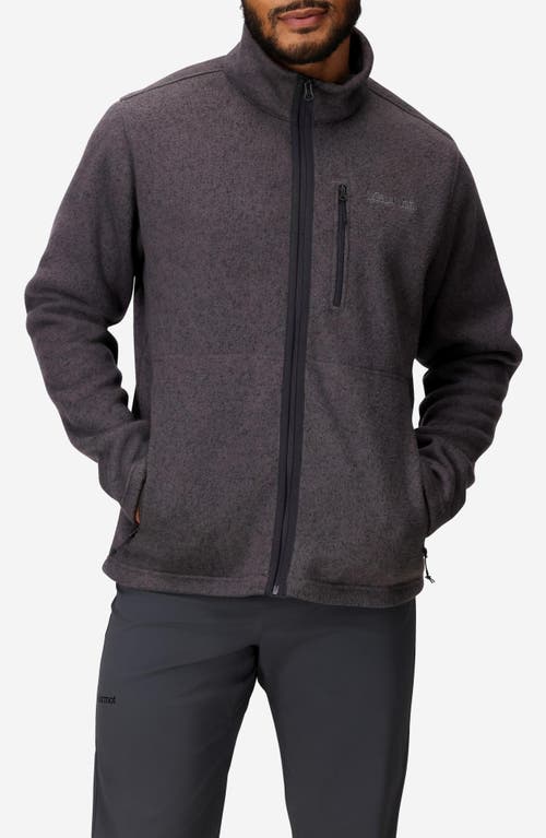 Marmot Drop Line Heathered Fleece Jacket In Black Heather