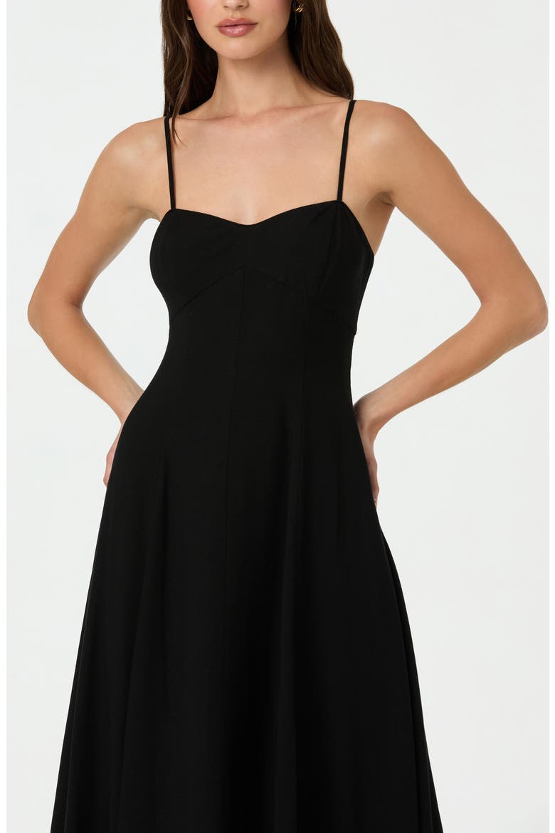 Linen Blend Midi Dress, Alternate, color, BLACK