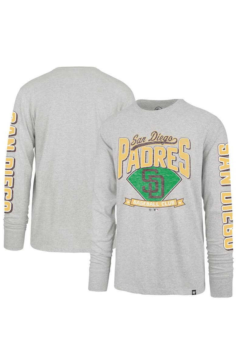 '47 Men's '47 Gray San Diego Padres Fair Ball Franklin Long Sleeve T-Shirt, Alternate, color, Gray