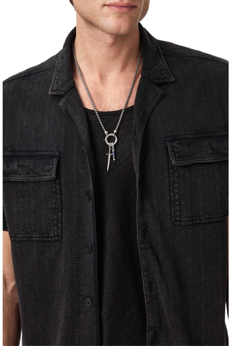 Amadora Organic Cotton Button-Up Camp Shirt, Alternate, color, BLACK