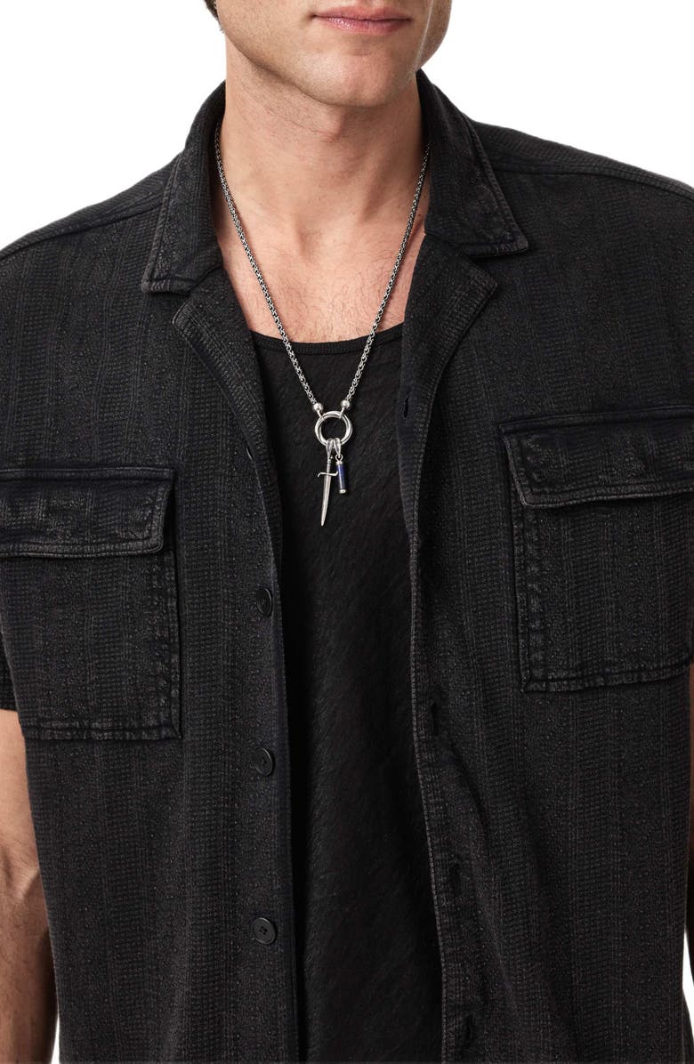 John Varvatos Amadora Organic Cotton Button-Up Camp Shirt, Alternate, color, Black