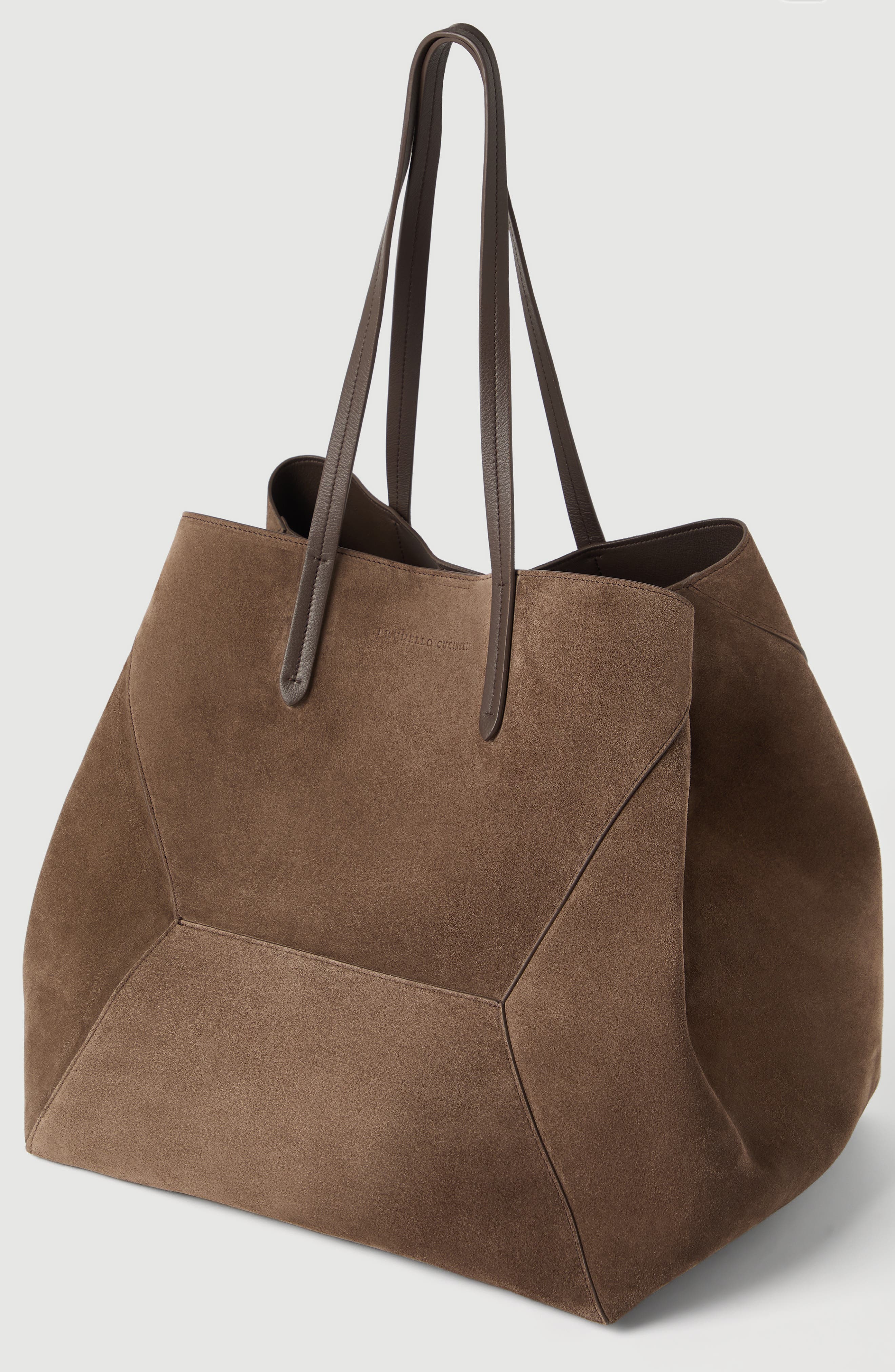 BC Duo large bag in suede with monili, Alternate, color, Bark