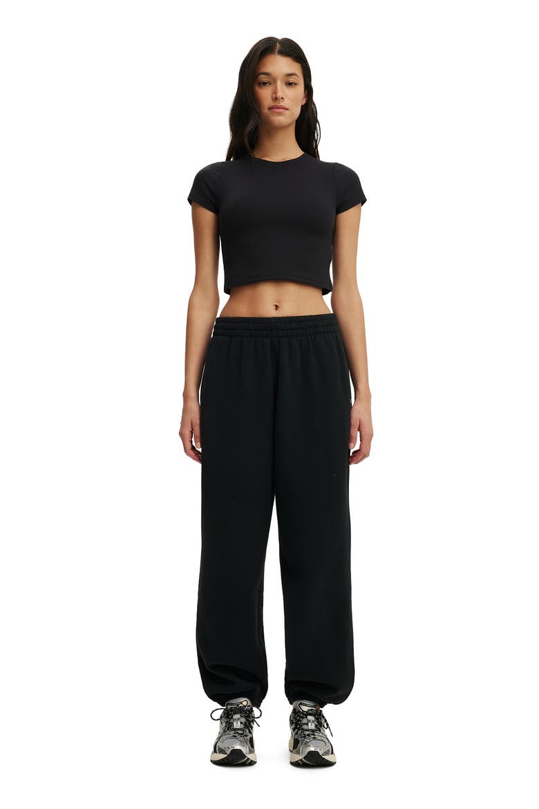 Women's Active Ultra Soft Cropped Fitted Tshirt, Alternate, color, Black