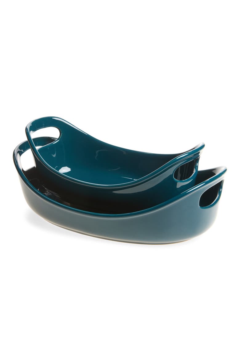 Set of 2 Ceramic Casserole Dishes, Main, color, MARINE BLUE