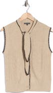 Adrianna Papell Tie Neck Sweater Vest with Whipstitch Detail