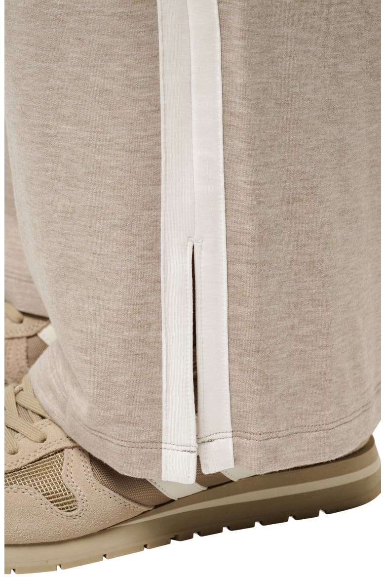 Cloud Terry Side Stripe Varsity Sweatpants, Alternate, color, HEATHER SOFT TAUPE