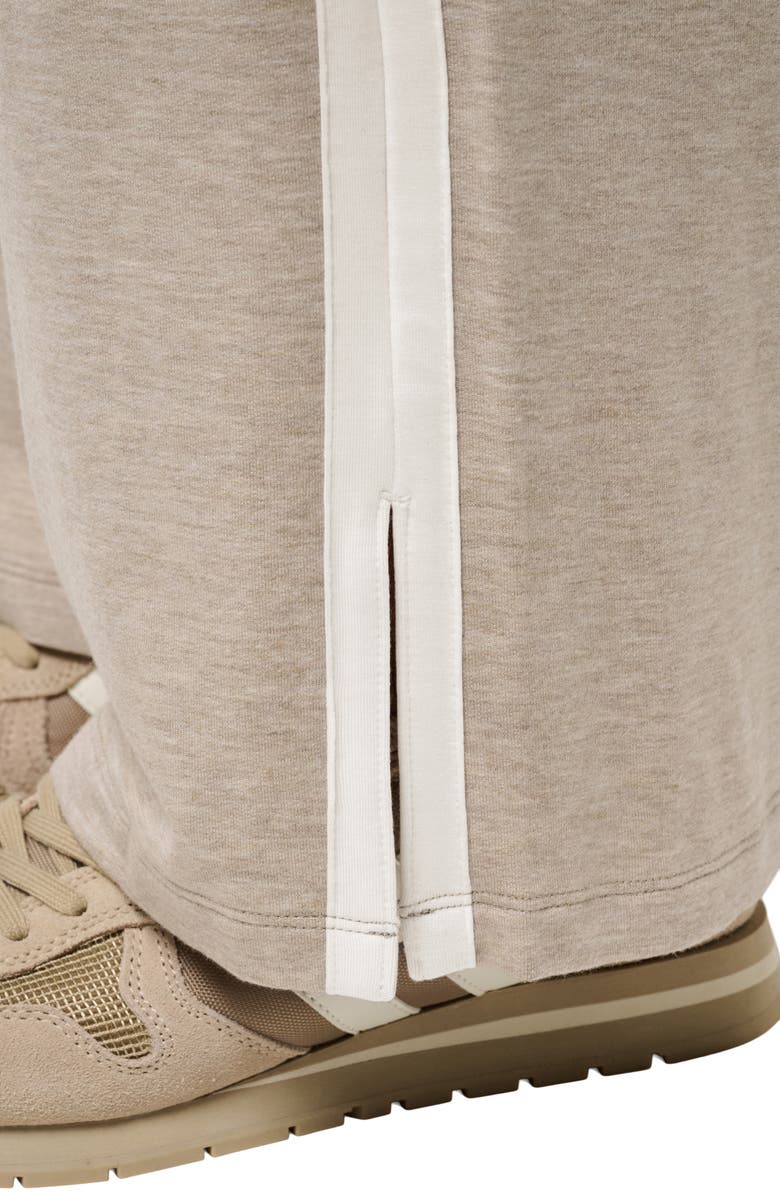 TravisMathew Cloud Terry Side Stripe Varsity Sweatpants, Alternate, color, Heather Soft Taupe