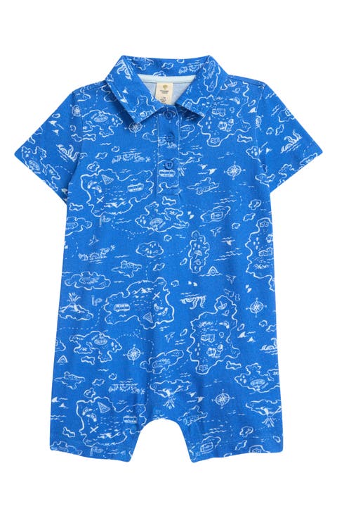 Print Cotton Polo Romper (Baby)