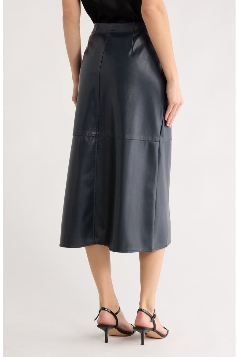 Faux Leather A-Line Skirt, Alternate, color, DARK NAVY