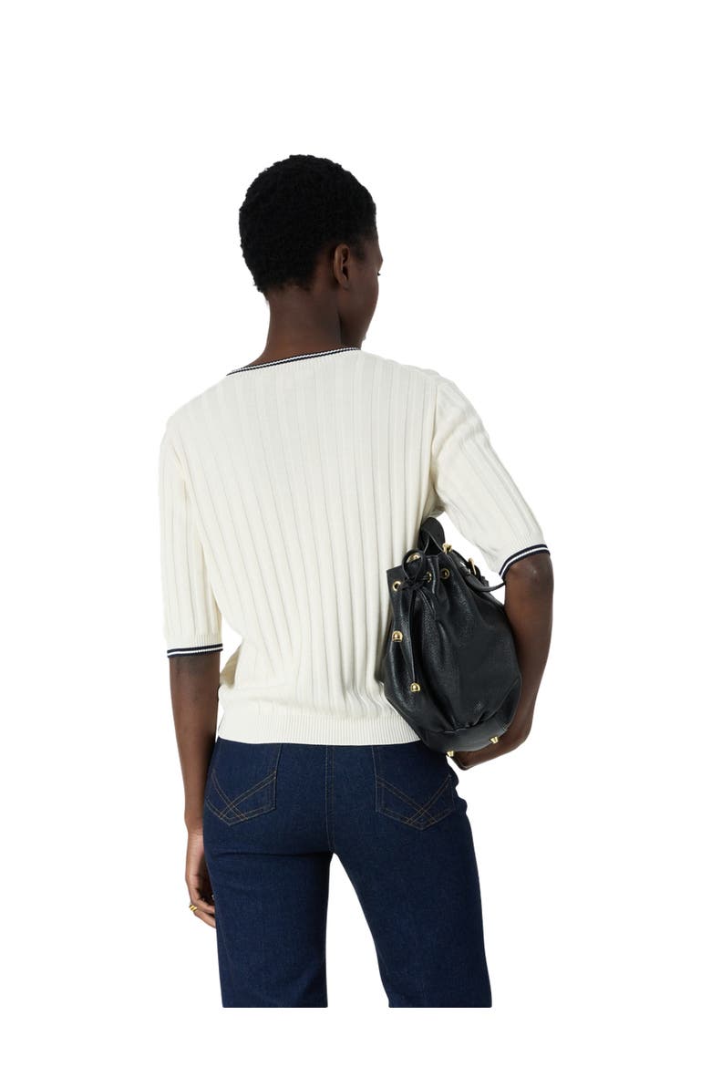 Lyra Short Sleeved Sweater, Alternate, color, Ecru