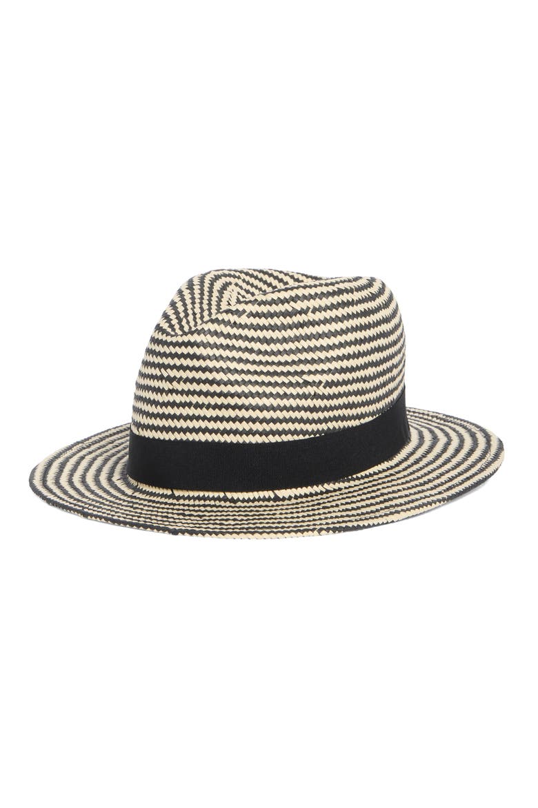 Two-Tone Fedora Hat, Main, color, NATURAL/ BLACK