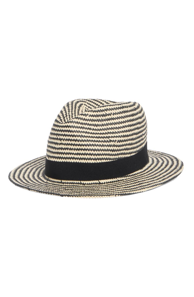 Kate Spade New York Two-Tone Fedora Hat, Main, color, Natural/ Black