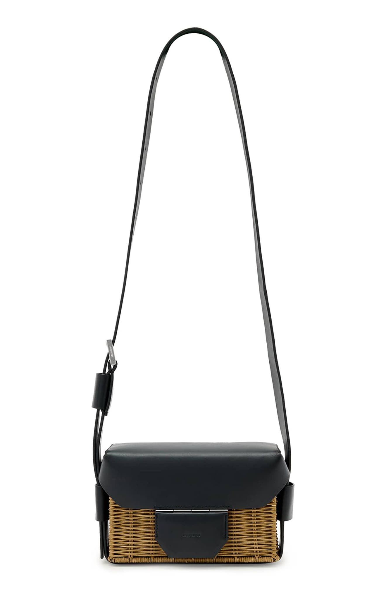 Monique Wicker Crossbody, Main, color, BISCUIT/ BLACK