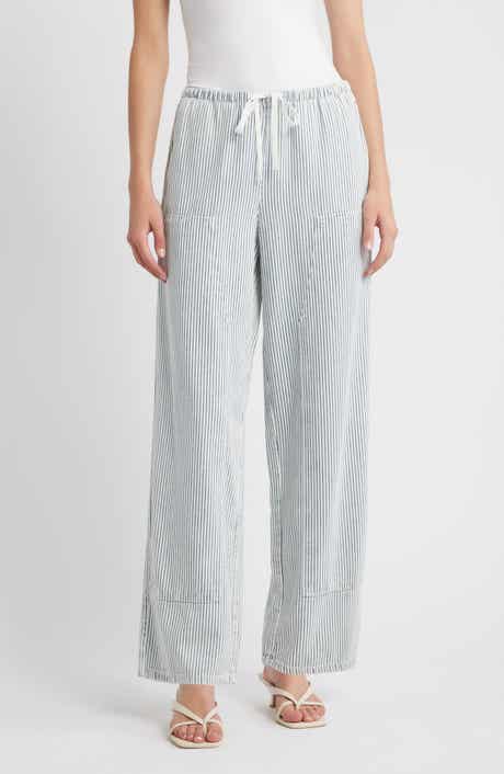Rails Sanderson Stripe Wide Leg Cotton Blend Drawstring Pants