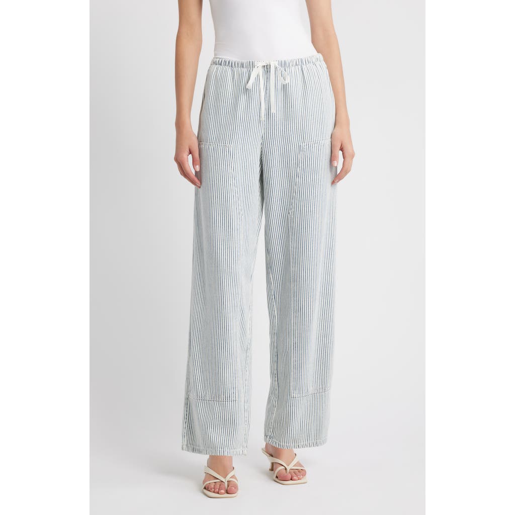 Rails Sanderson Stripe Wide Leg Cotton Blend Drawstring Pants In Gray