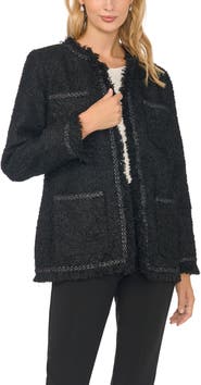Vince Camuto Fringe Trim Crewneck Jacket