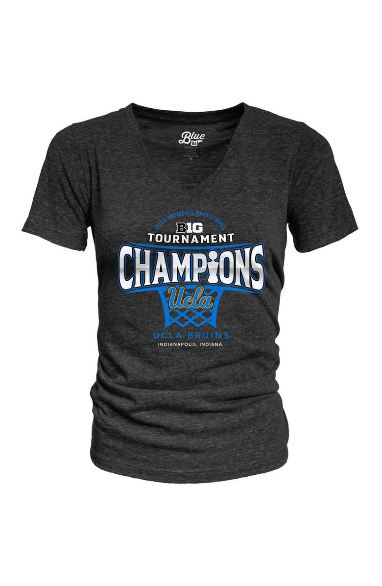 BLUE 84 Women's Blue 84 Black UCLA Bruins 2025 Big Ten Women's Basketball Conference Tournament Champions Locker Room Tri-Blend V-Neck T-Shirt, Alternate, color, Black