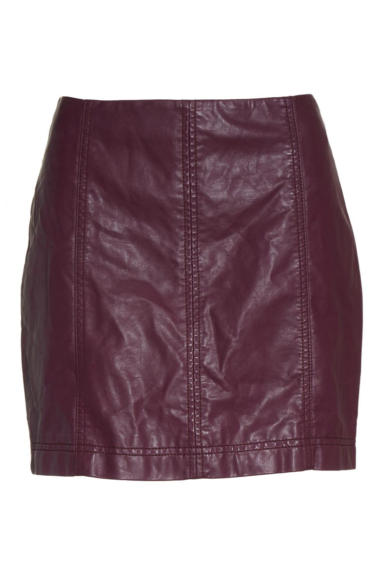 Modern Femme Faux Leather Miniskirt, Main, color, BERRY