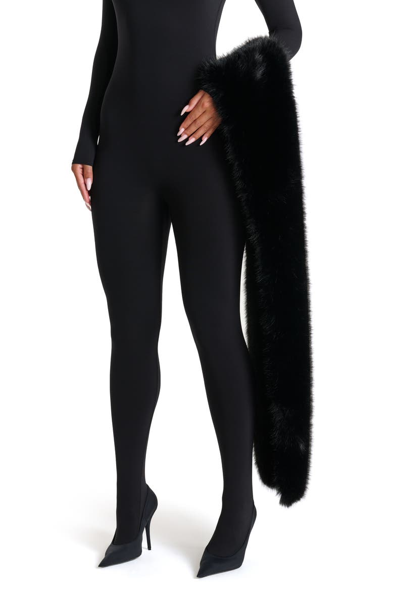 Faux Fur Shawl, Main, color, BLACK