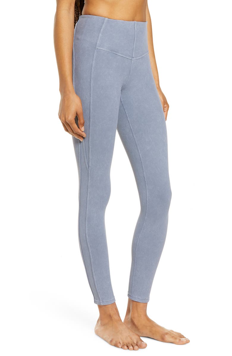 Zella Snow Wash High Waist Rib Ankle Leggings, Alternate, color,