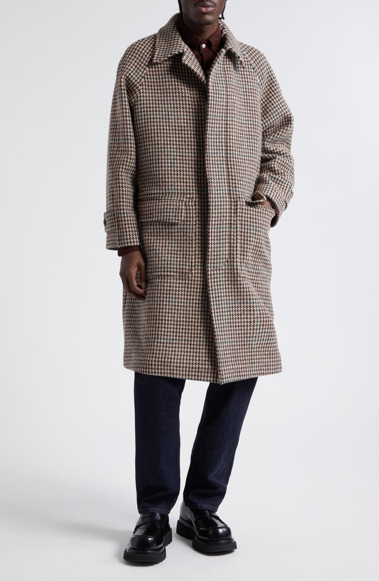 Drake's Houndstooth Virgin Wool Overcoat, Main, color,