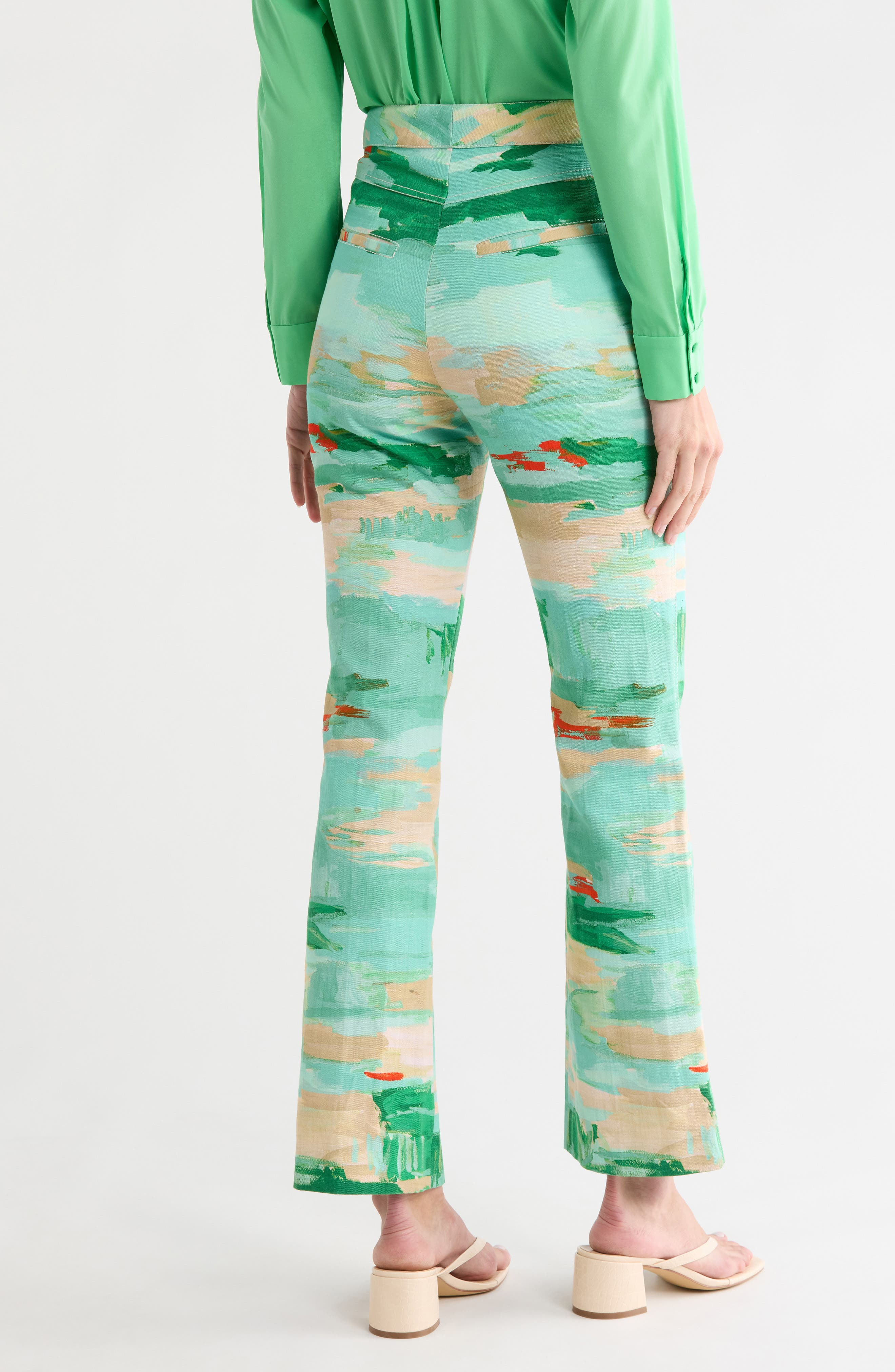 Longchamp High Waist Cotton & Linen Ankle Pants