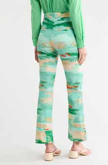 Longchamp High Waist Cotton & Linen Ankle Pants