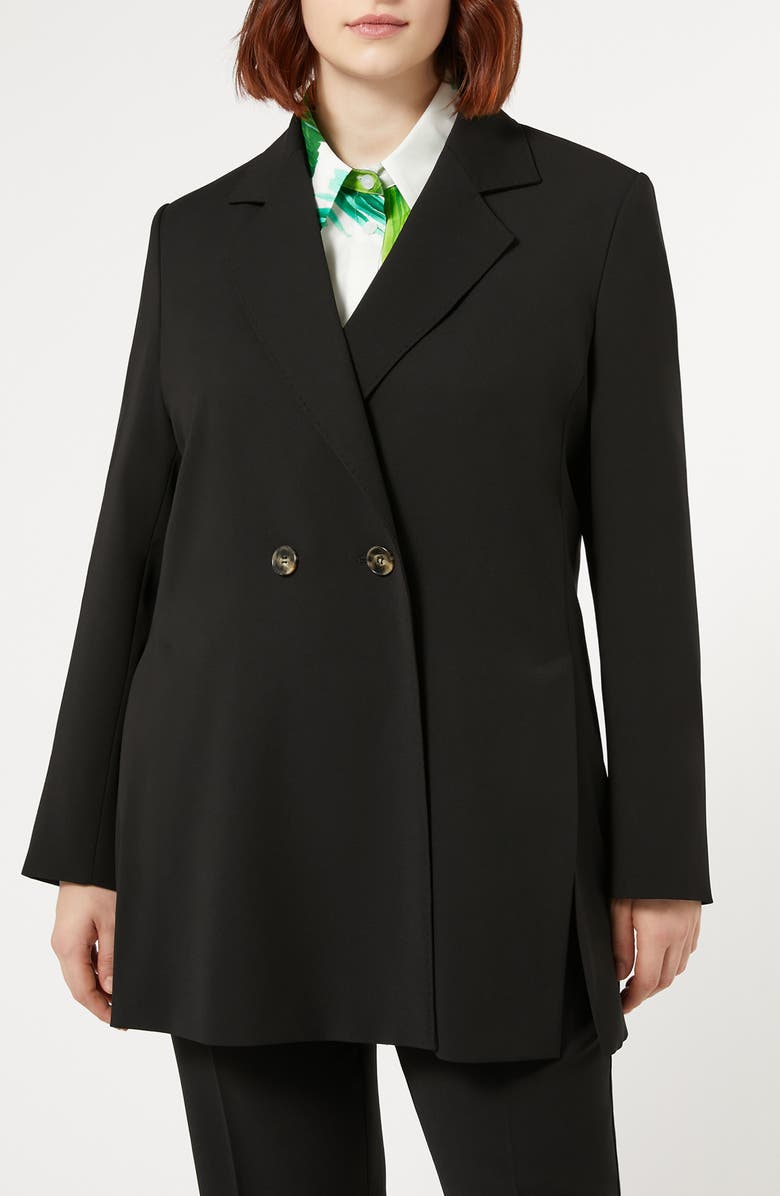 Marina Rinaldi Zaino Virgin Wool Crepe Satin Blazer, Main, color, 