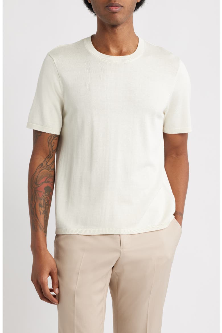 Short Sleeve Crewneck Sweater, Main, color, IVORY EGRET