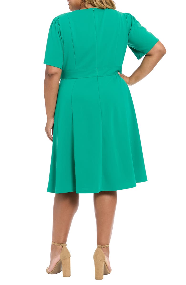 London Times Tab Waist Midi Dress, Alternate, color, Green Lake