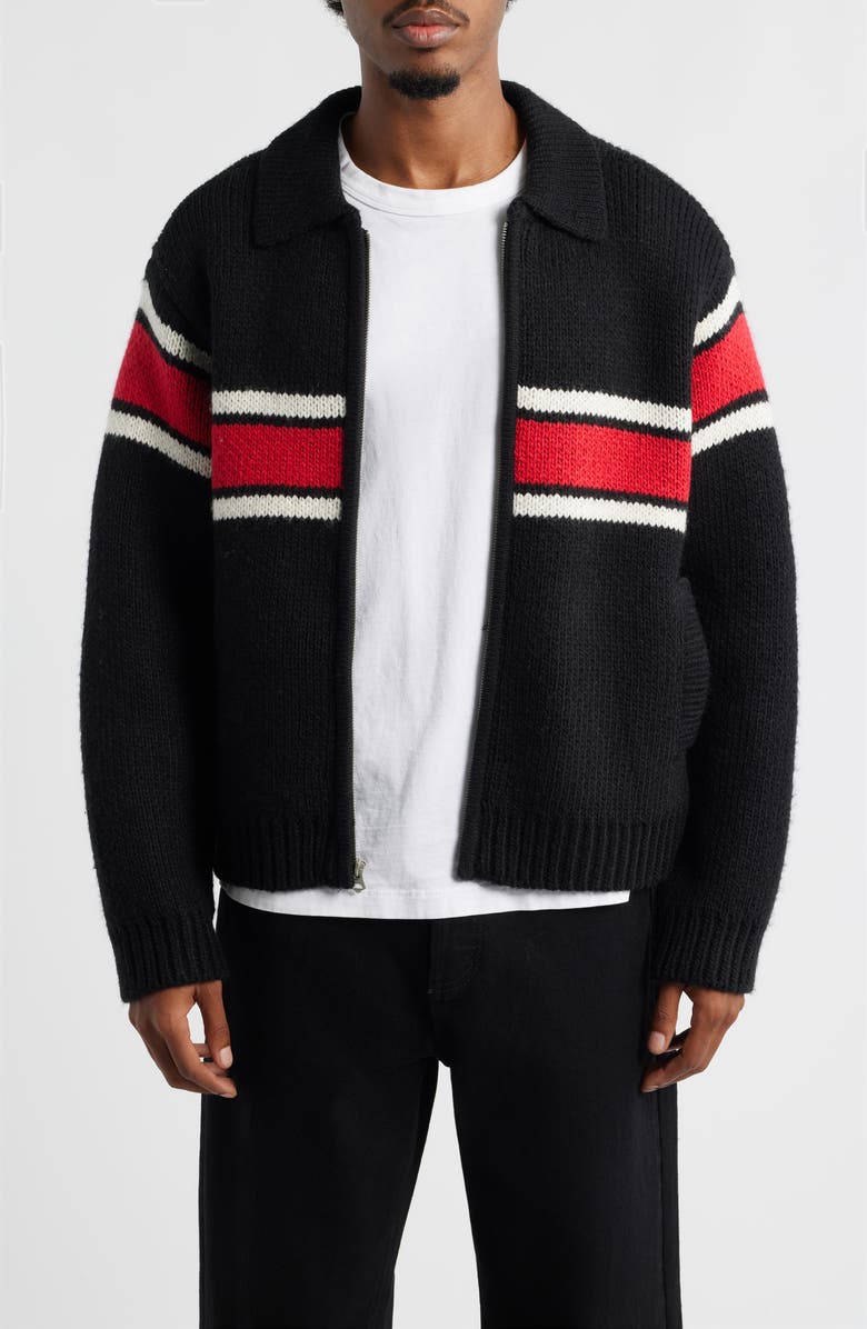 Obey Bernard Zip Cardigan, Main, color, Black