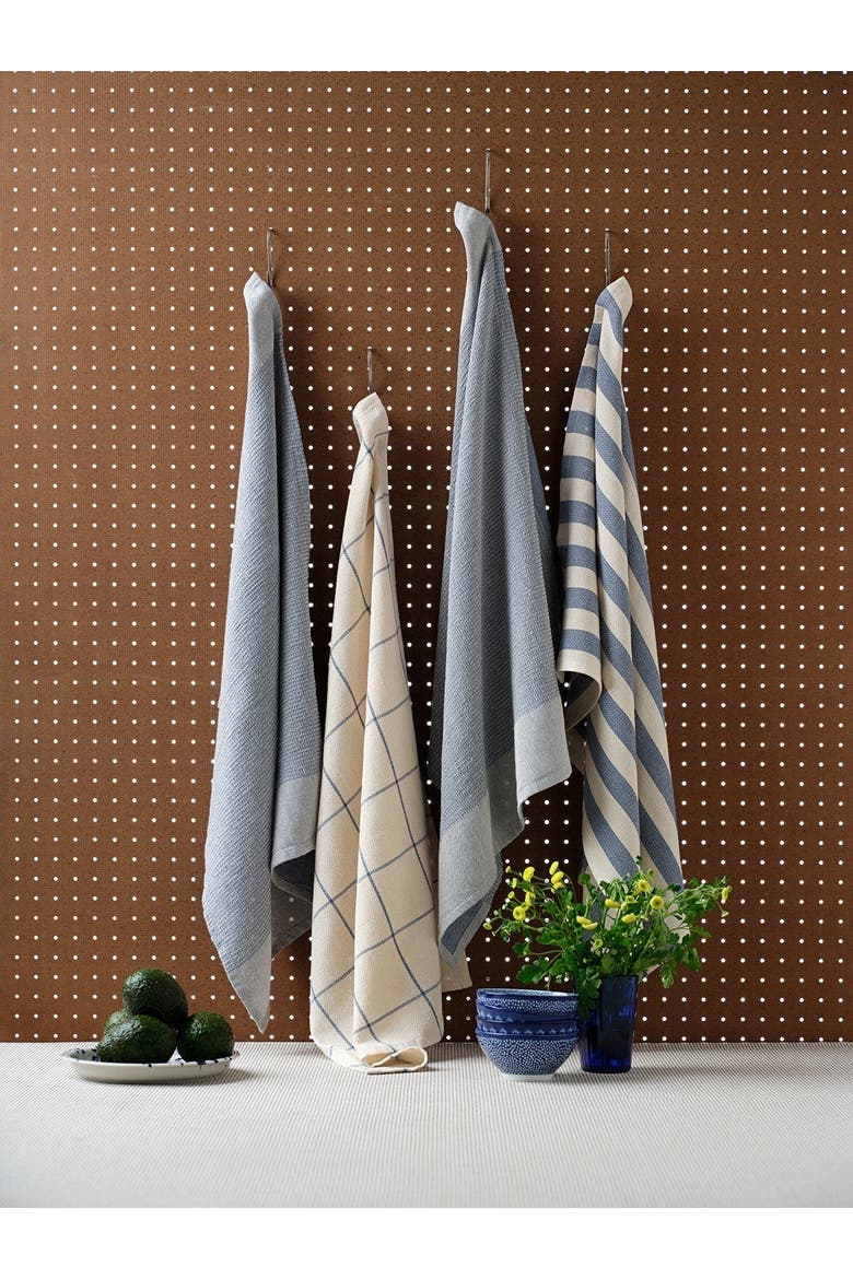 Kitchen Towels - Cotton Flat & Waffle Weave Set - Set of 4, Alternate, color, Blue