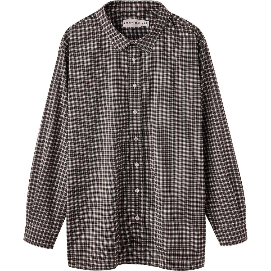 Regent Row Big And Tall Stanton Shirt Long Sleeve Button Down In Black-plaid