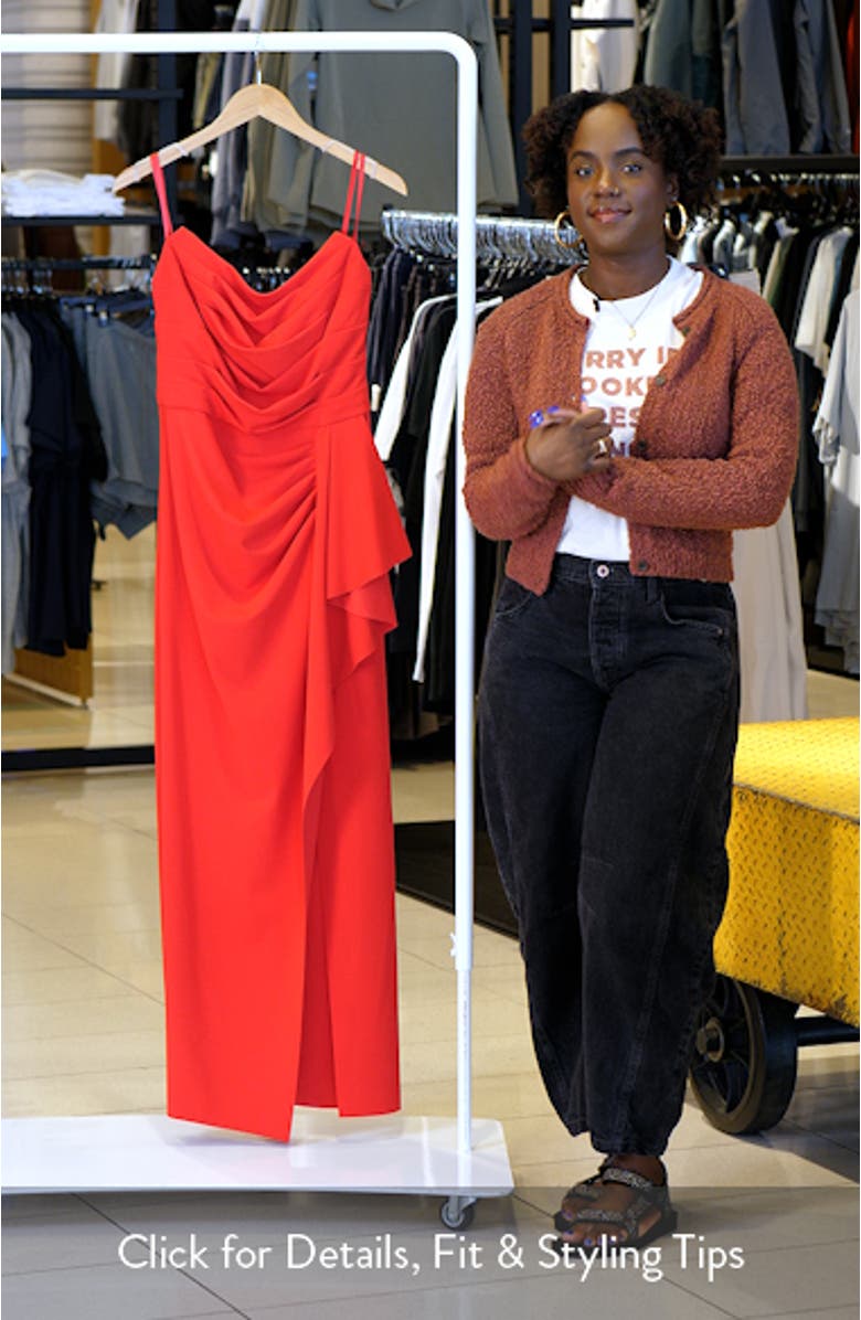 Strapless Cascade Ruffle Scuba Crepe Gown, sales video thumbnail