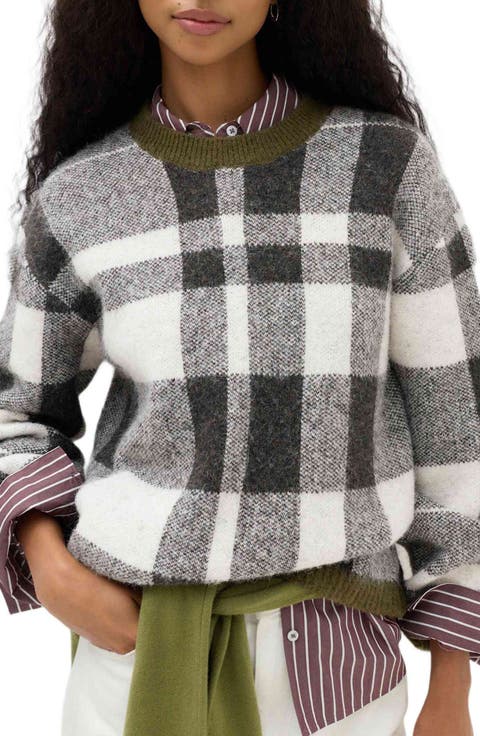 Check Crewneck Sweater