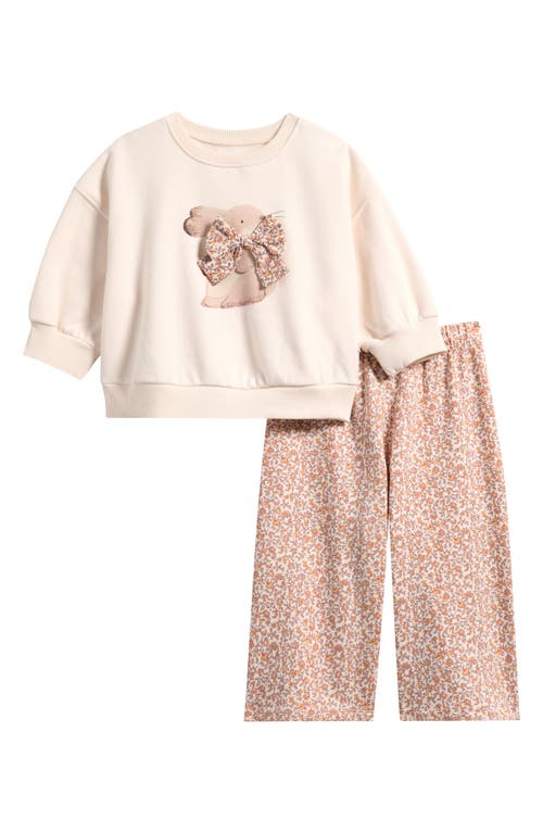 Next Babies' Kids' Bunny Bow Appliqué & Floral Pants Set In White