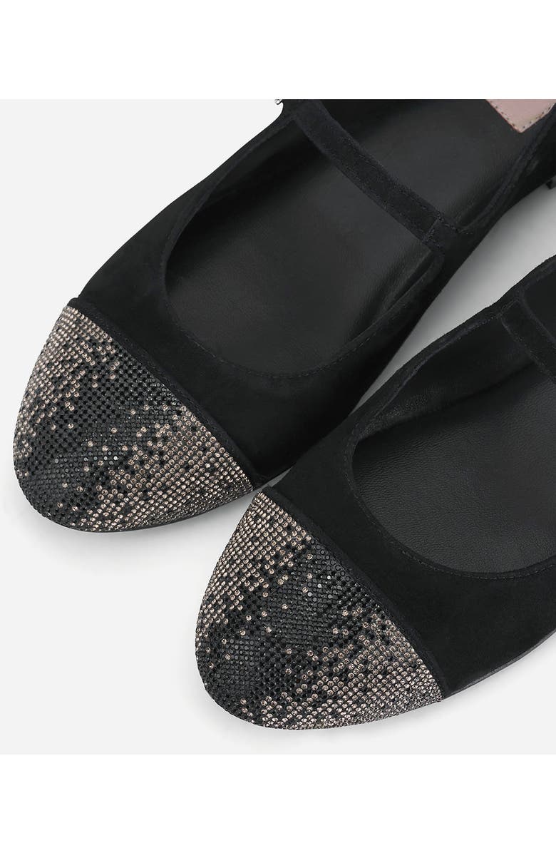AGL Milly Strass Sparkling Cap Toe Ballet Flat, Alternate, color, Black