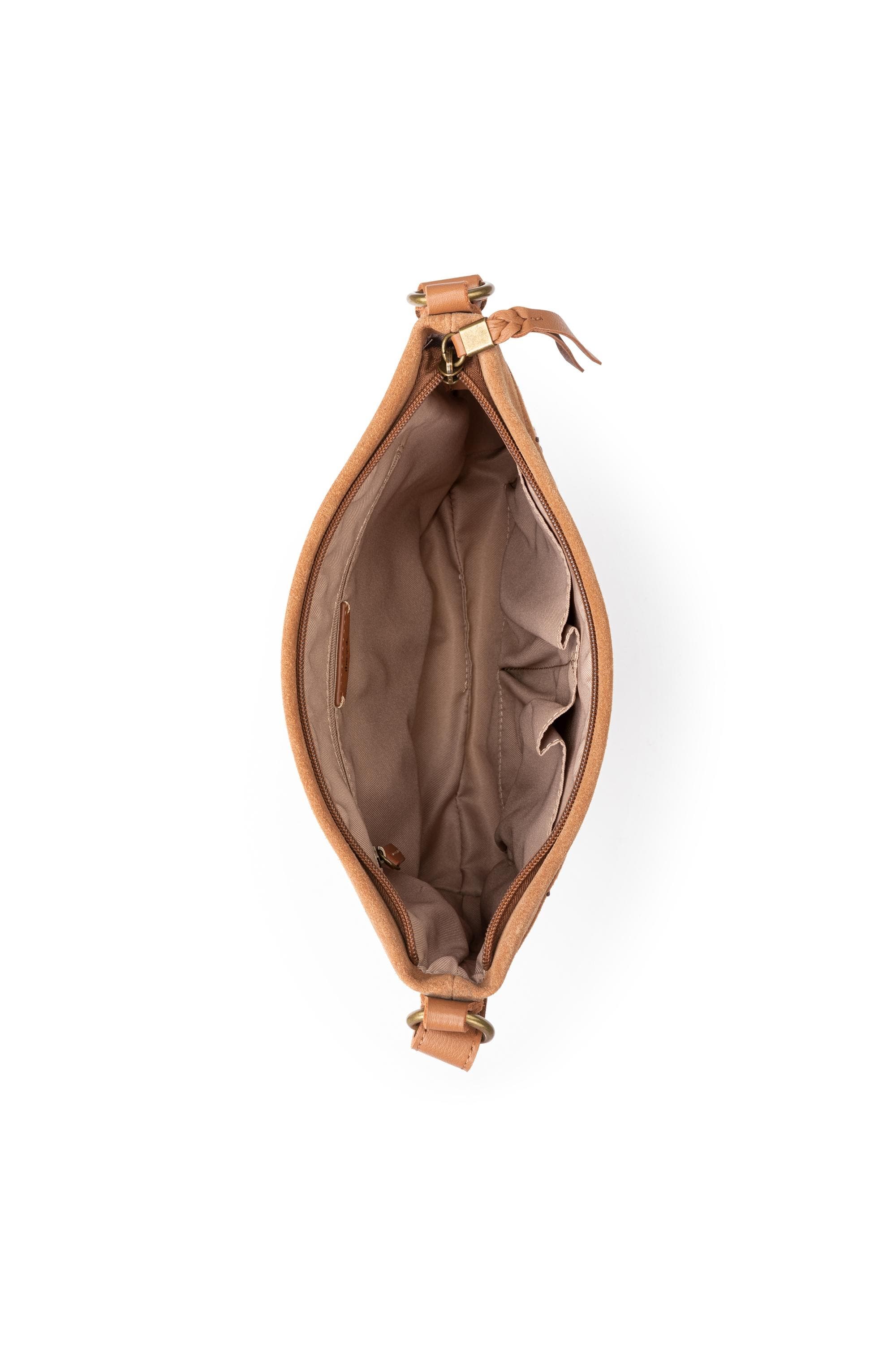 Melrose Crossbody Leather Bag, Alternate, color, Tan Suede Whimsy Floral
