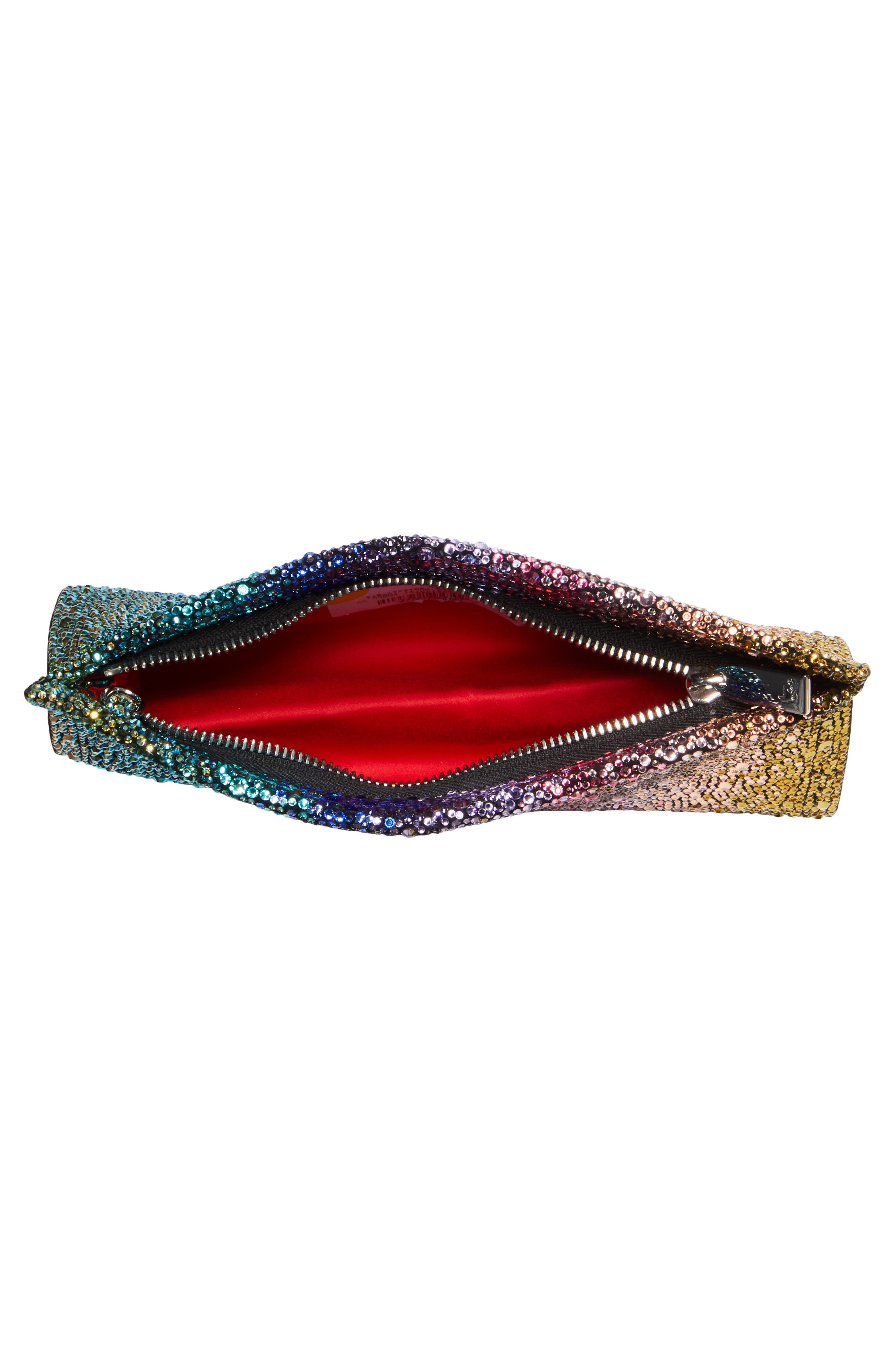 Small Loubitwist Rainbow Crystal Leather Clutch, Alternate, color, BLUE MULTI