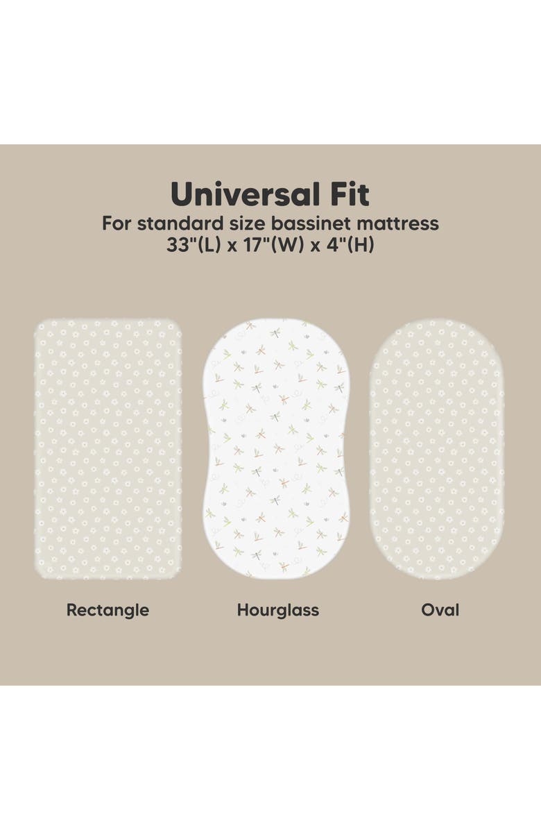 KeaBabies 2-Pack Soothe Fitted Bassinet Sheets, Alternate, color, Meadow