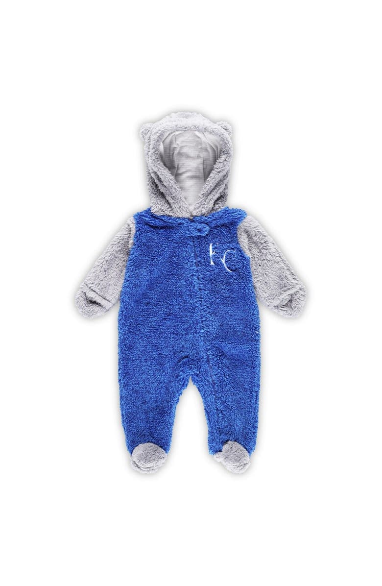 Outerstuff Newborn and Infant Royal/Gray Kansas City Royals Game Nap Teddy Fleece Bunting Full-Zip Sleeper, Main, color, Royal
