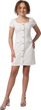 Un Deux Trois Short Sleeve Stretch Boucle Dress