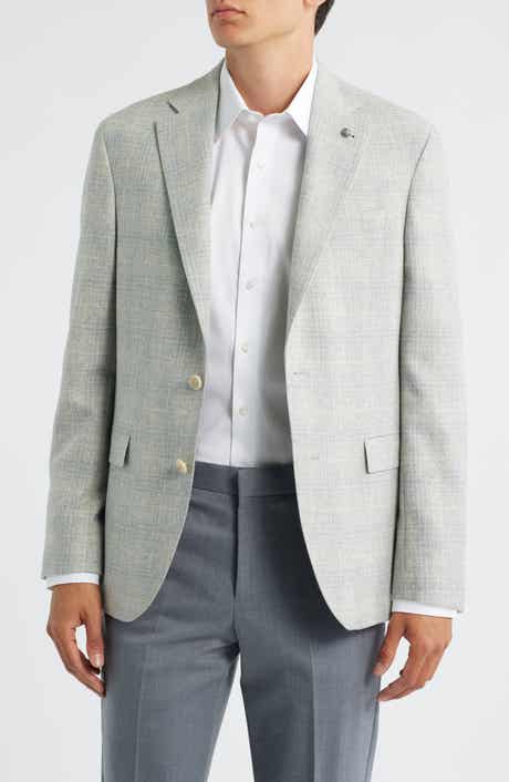Jack Victor Midland Contemporary Fit Light Grey Deco Plaid Wool & Cashmere Sport Coat