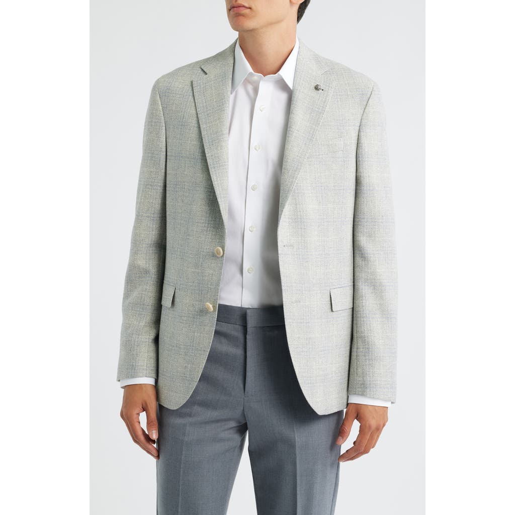 Jack Victor Midland Contemporary Fit Light Grey Deco Plaid Wool & Cashmere Sport Coat In Gray