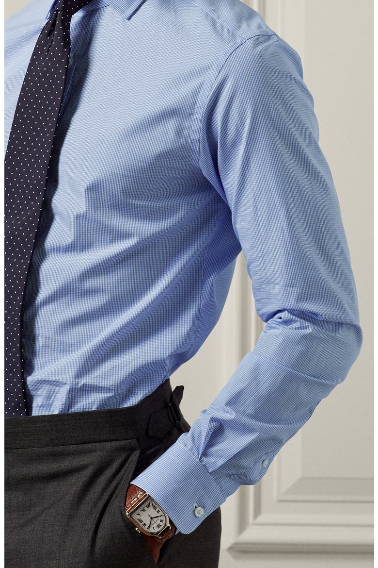 Aston Mini Gingham Cotton Poplin Button-Up Shirt, Alternate, color, SKY BLUE AND WHITE