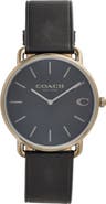 COACH Elliot Leather Strap Watch, 41mm