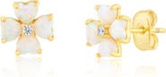 Sienna Vale Imitation Opal Heart Flower Stud Earrings